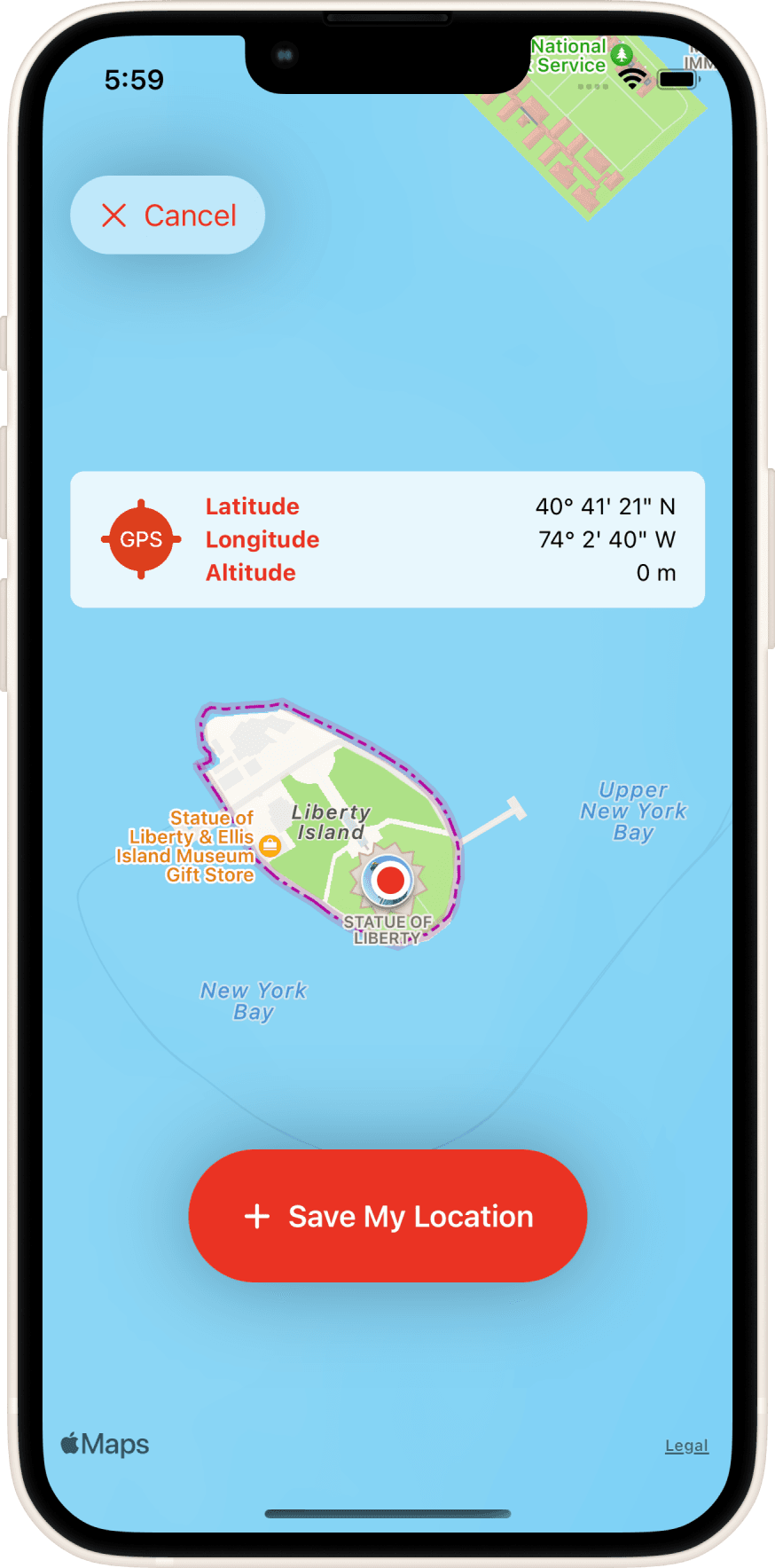 Statue of Liberty Map App Screenshot